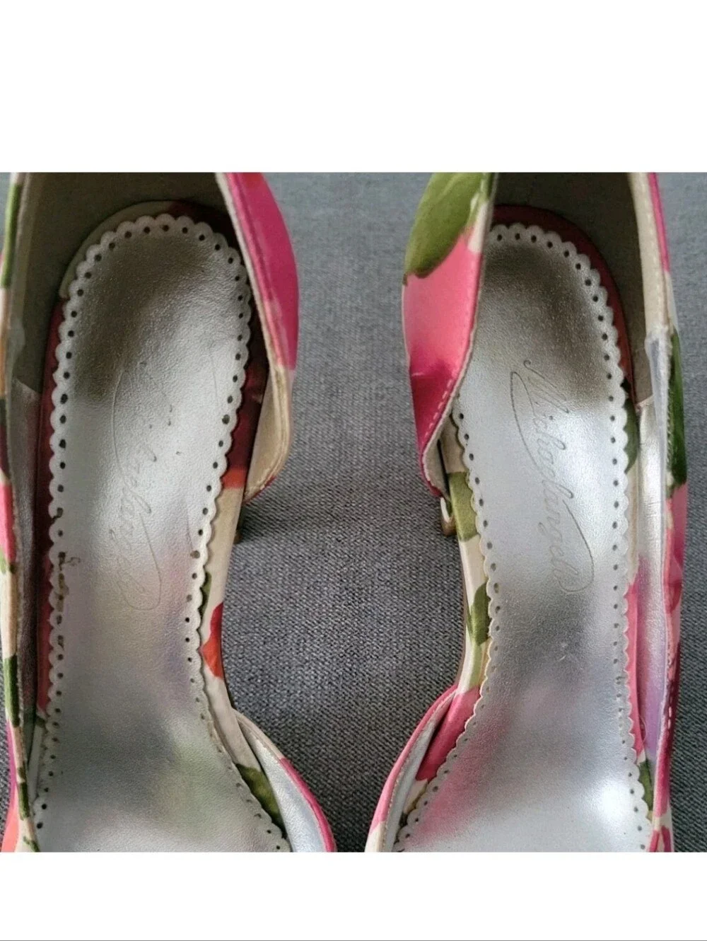Y2k Michelangelo Bloom Satin Peep Toe Rose Bud Pumps Heels Leather Pink Sage 7.5